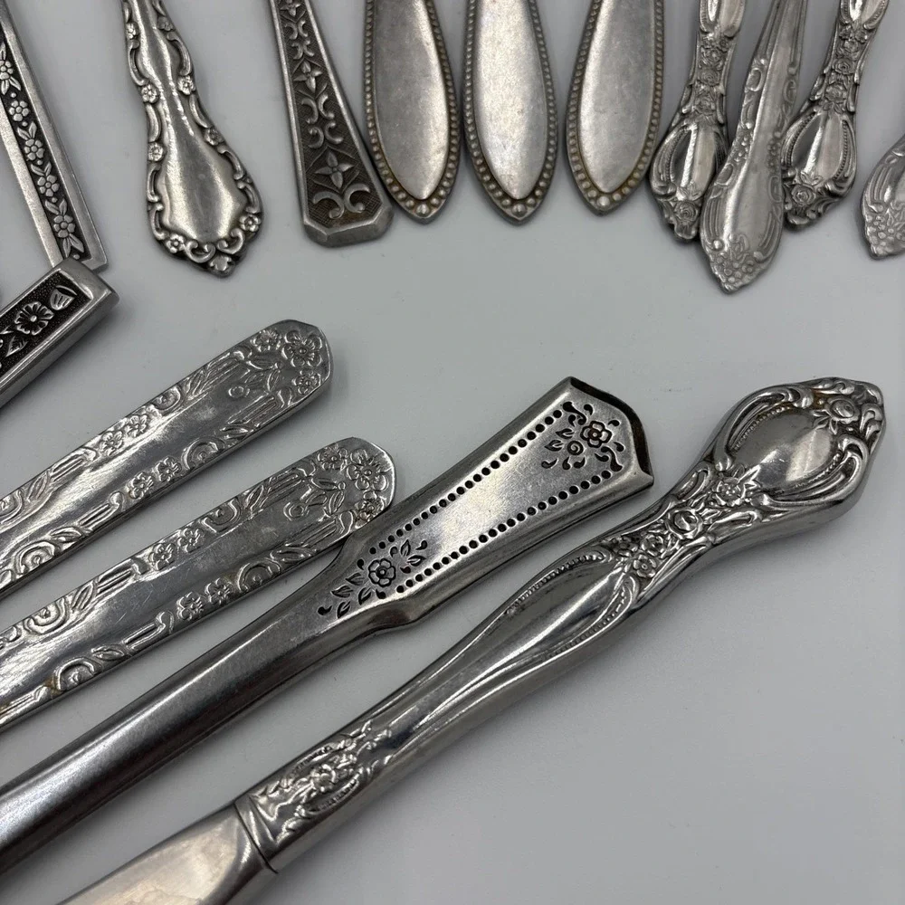 Vintage Stainless Steel Forks,spoons,knifes  Mixed Lot Of 24 Various Patterns